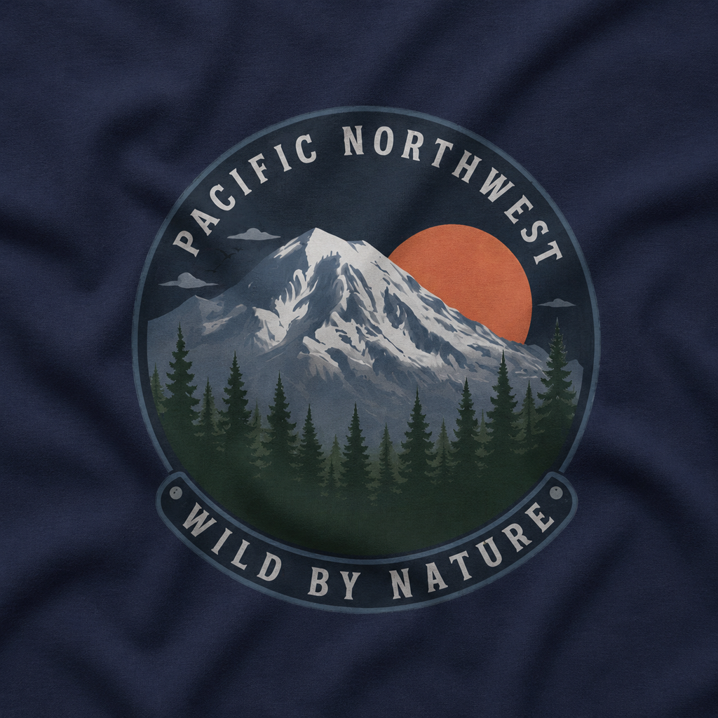 Pacific Northwest Mountain T‑Shirt — “Wild by Nature” Tee