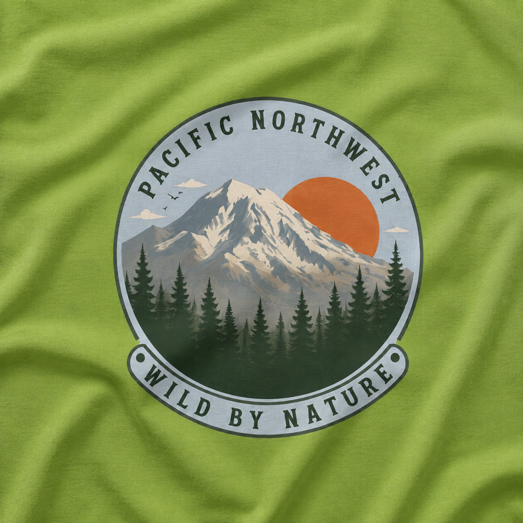Pacific Northwest Mountain T‑Shirt — “Wild by Nature” Tee
