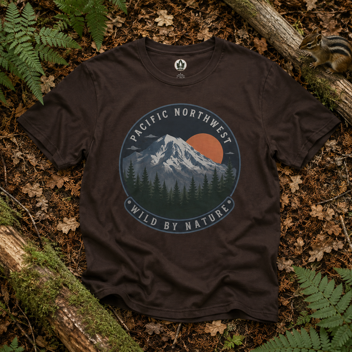 Pacific Northwest Mountain T‑Shirt — “Wild by Nature” Tee