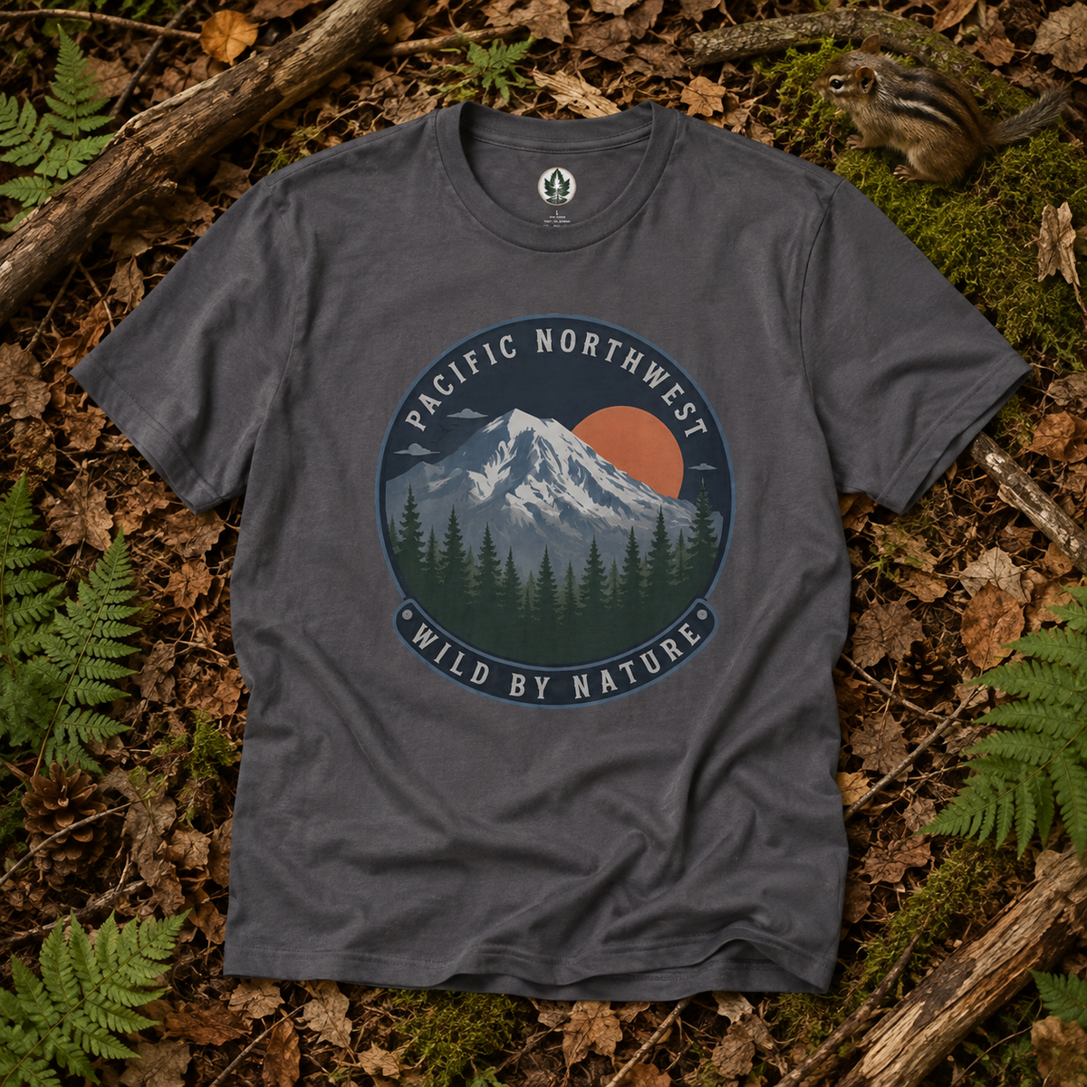 Pacific Northwest Mountain T‑Shirt — “Wild by Nature” Tee