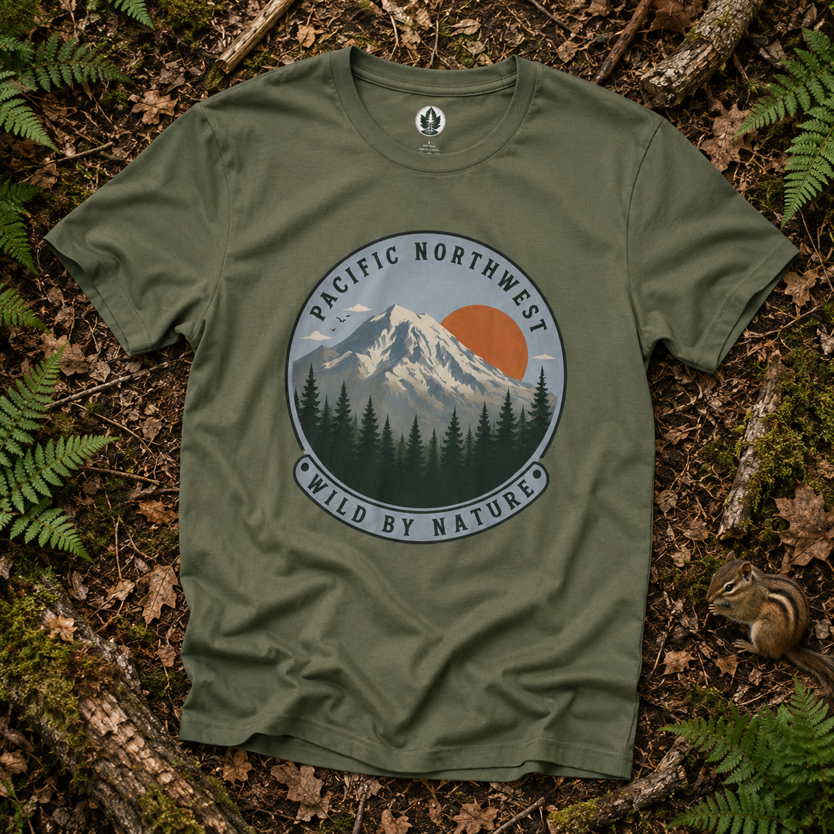 Pacific Northwest Mountain T‑Shirt — “Wild by Nature” Tee