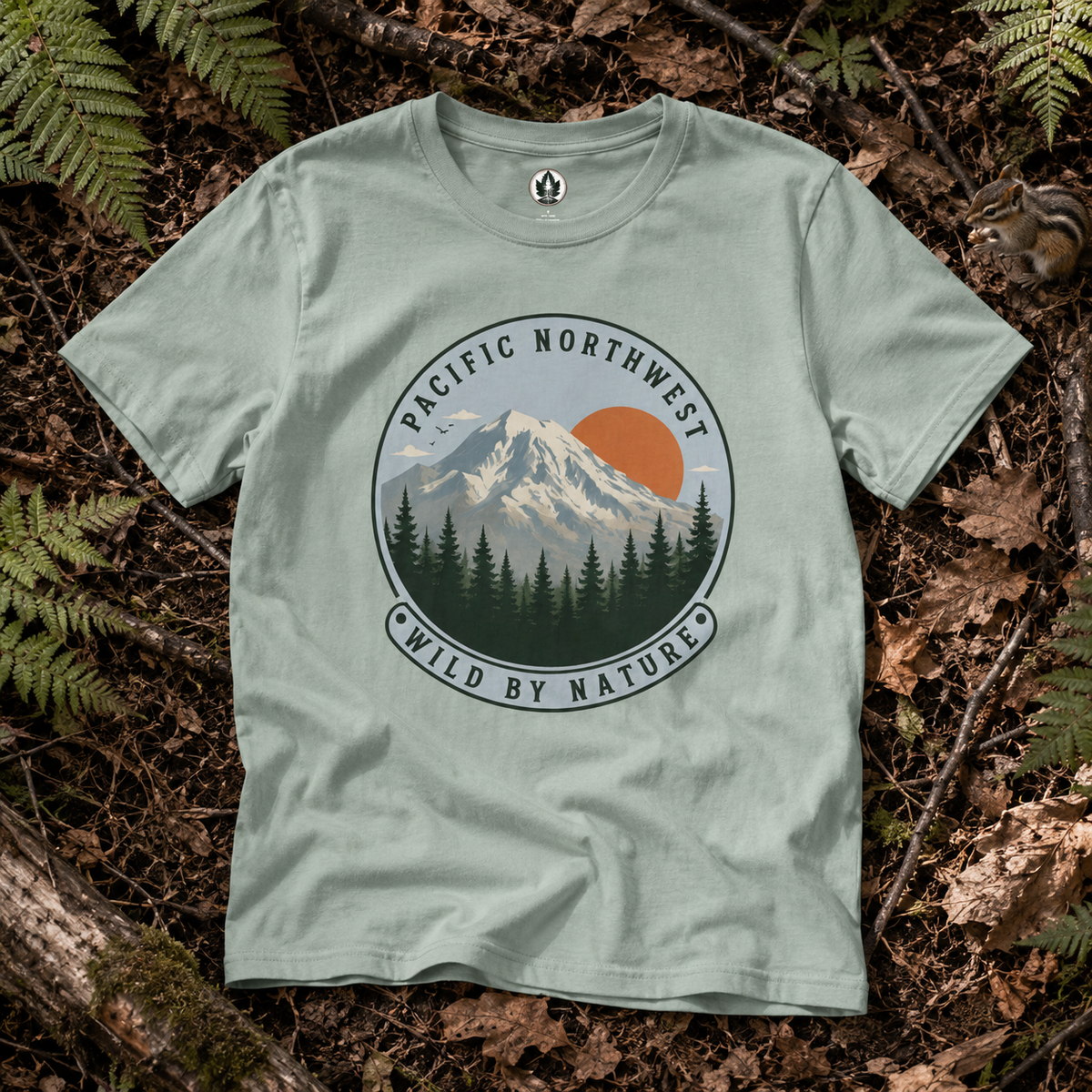 Pacific Northwest Mountain T‑Shirt — “Wild by Nature” Tee