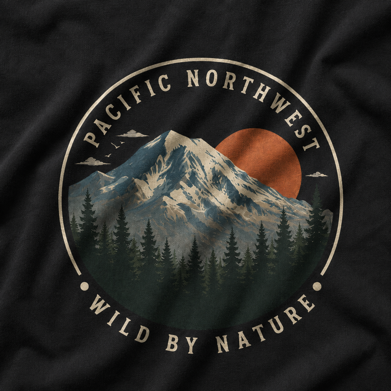 Pacific Northwest Mountain T‑Shirt — “Wild by Nature” Tee