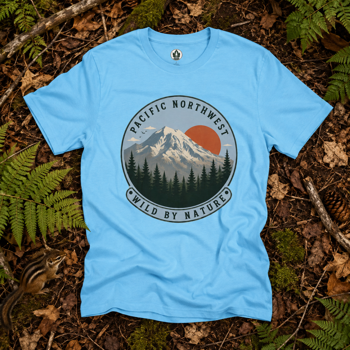 Pacific Northwest Mountain T‑Shirt — “Wild by Nature” Tee