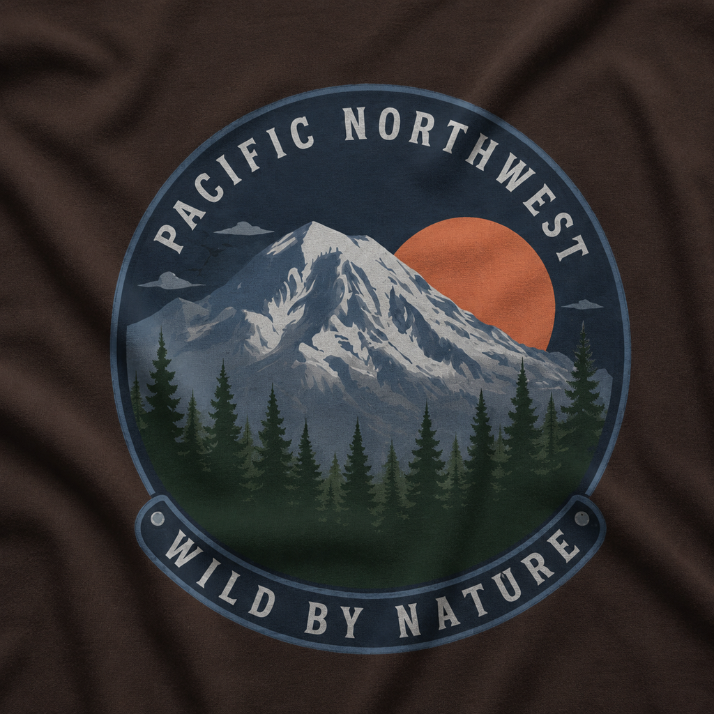 Pacific Northwest Mountain T‑Shirt — “Wild by Nature” Tee