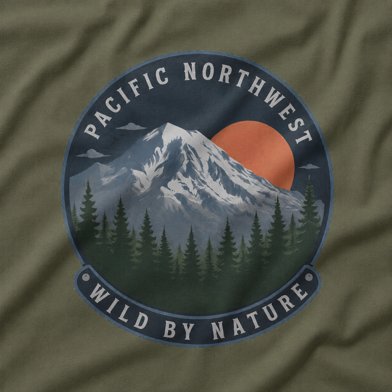 Pacific Northwest Mountain T‑Shirt — “Wild by Nature” Tee