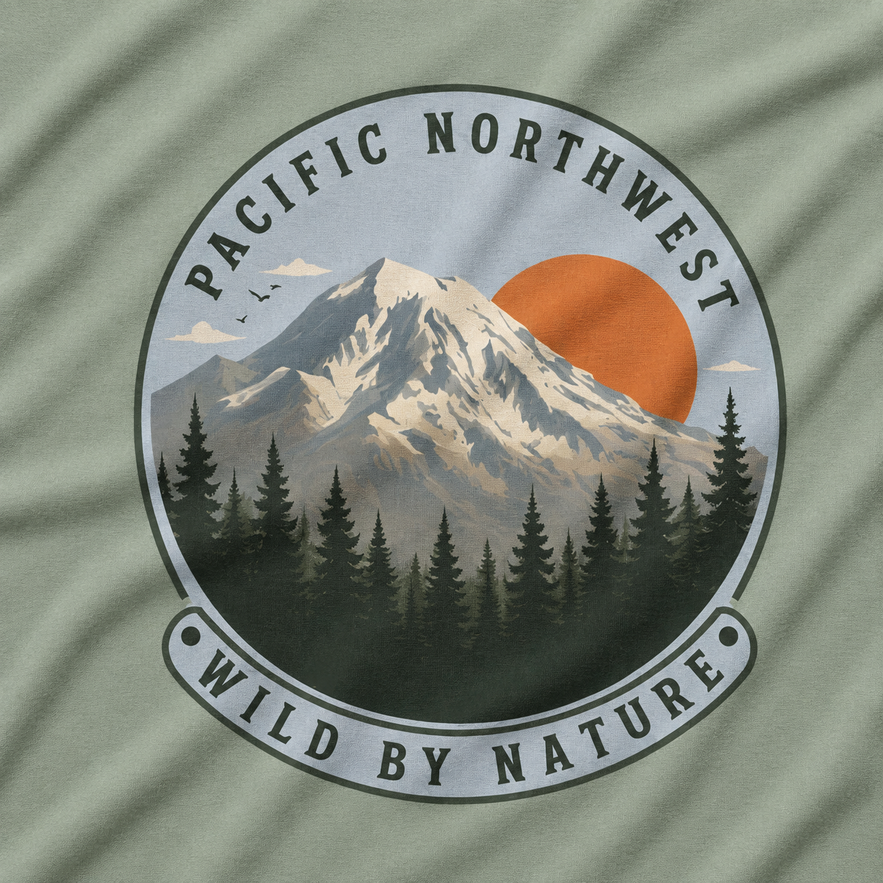 Pacific Northwest Mountain T‑Shirt — “Wild by Nature” Tee