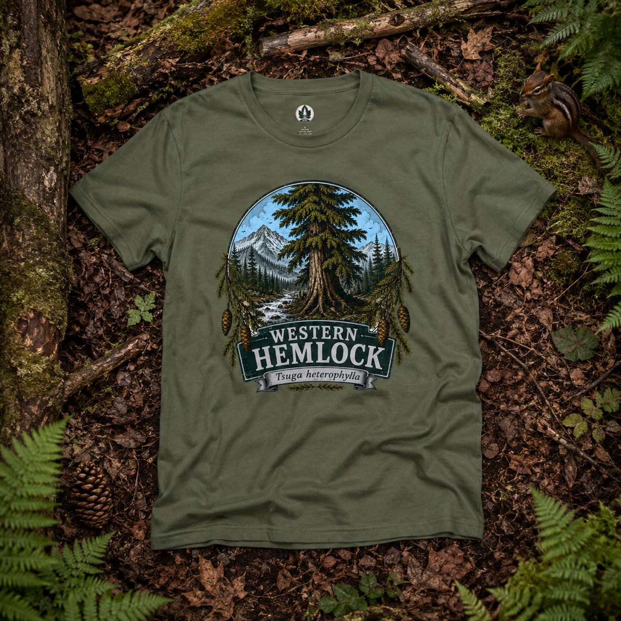 Western Hemlock, Tsuga heterophylla T‑Shirt