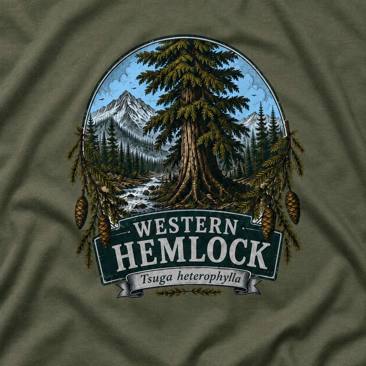 Western Hemlock, Tsuga heterophylla T‑Shirt