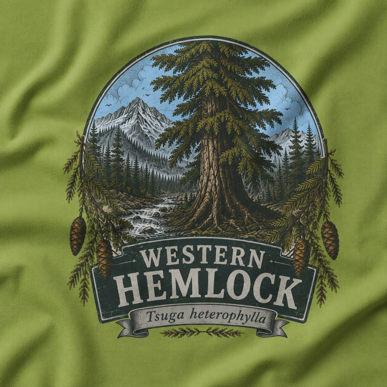 Western Hemlock, Tsuga heterophylla T‑Shirt