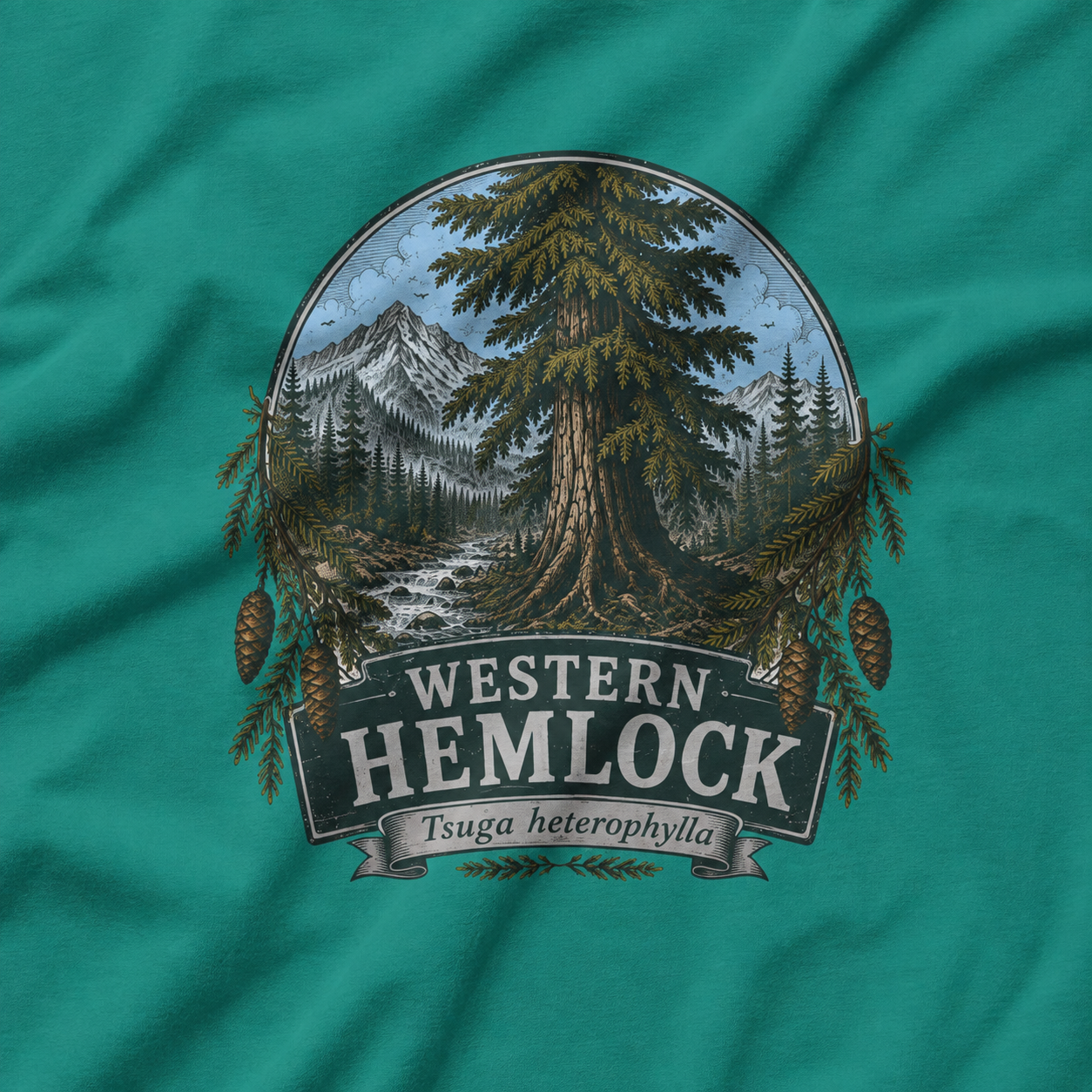 Western Hemlock, Tsuga heterophylla T‑Shirt