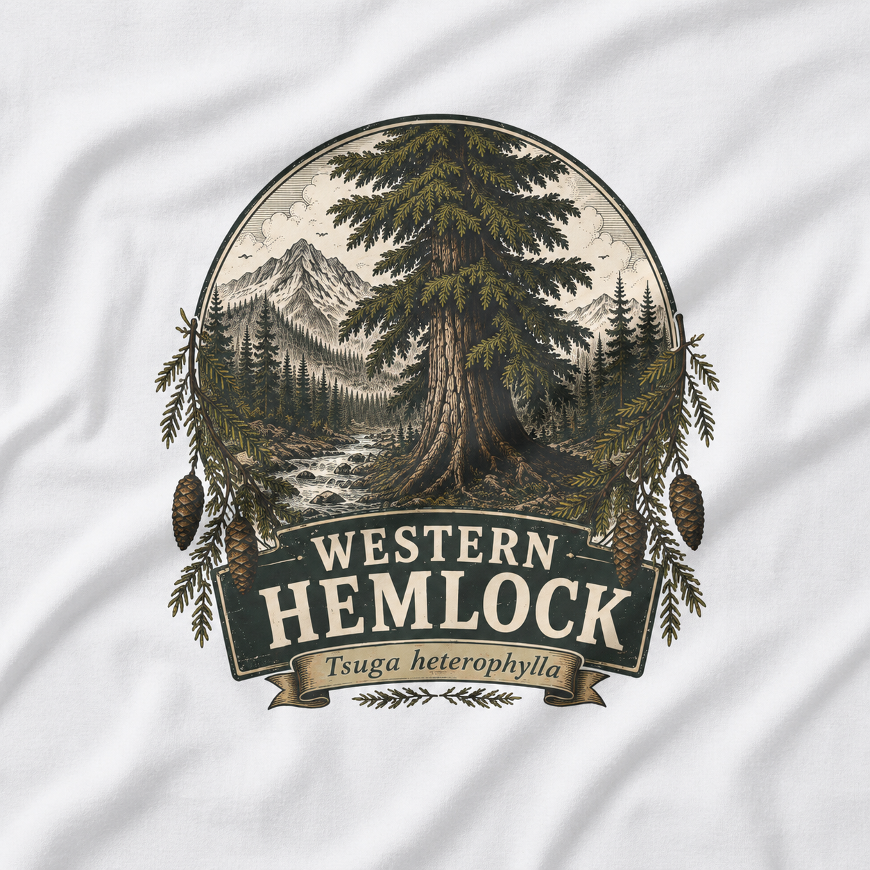 Western Hemlock, Tsuga heterophylla T‑Shirt