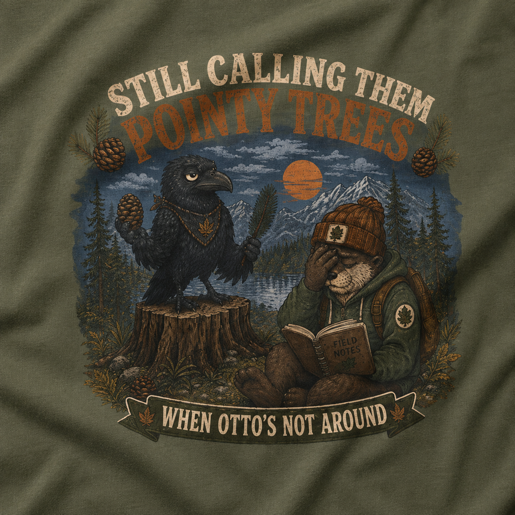 Still Calling Them Pointy Trees, When Otto's Not Around T‑Shirt