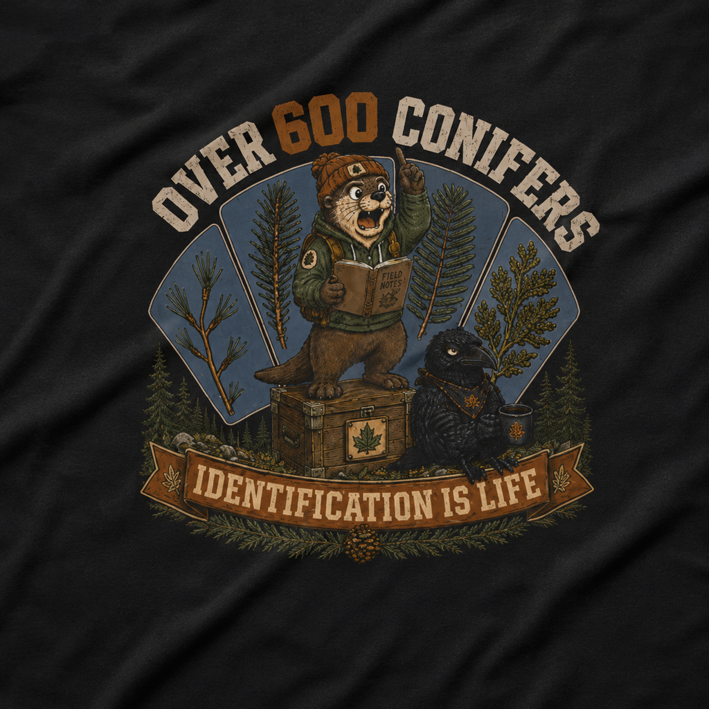 Over 600 Conifers, Identification is Life T‑Shirt