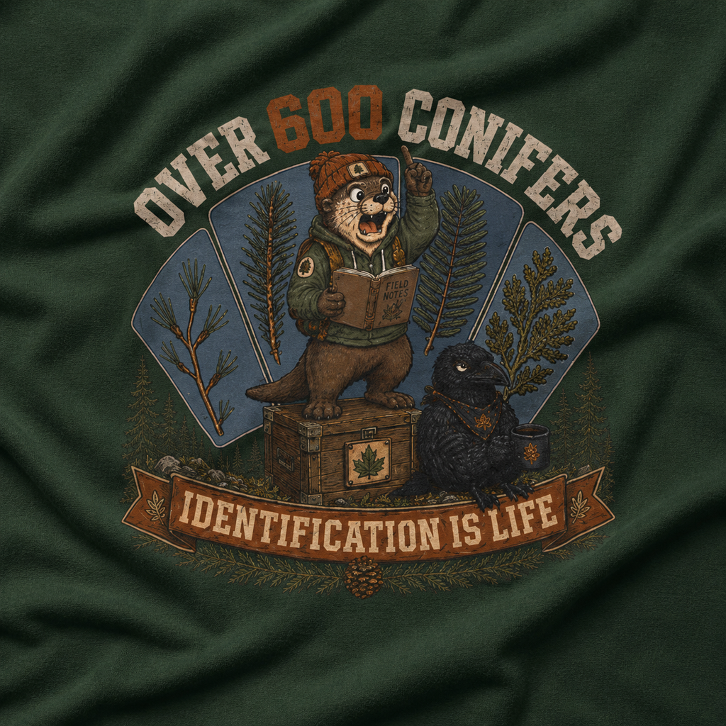 Over 600 Conifers, Identification is Life T‑Shirt