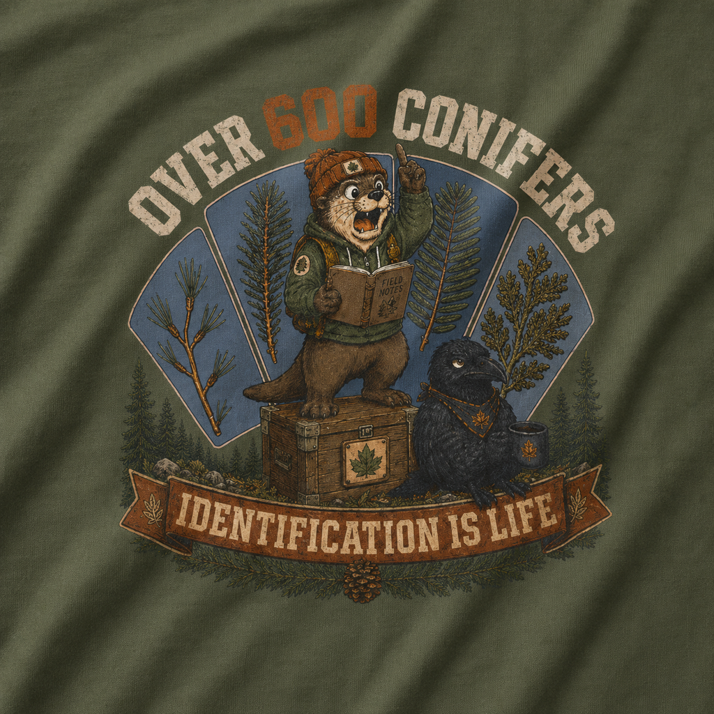 Over 600 Conifers, Identification is Life T‑Shirt