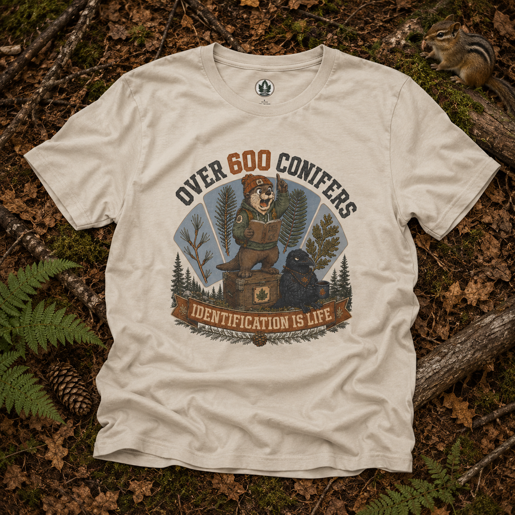 Over 600 Conifers, Identification is Life T‑Shirt