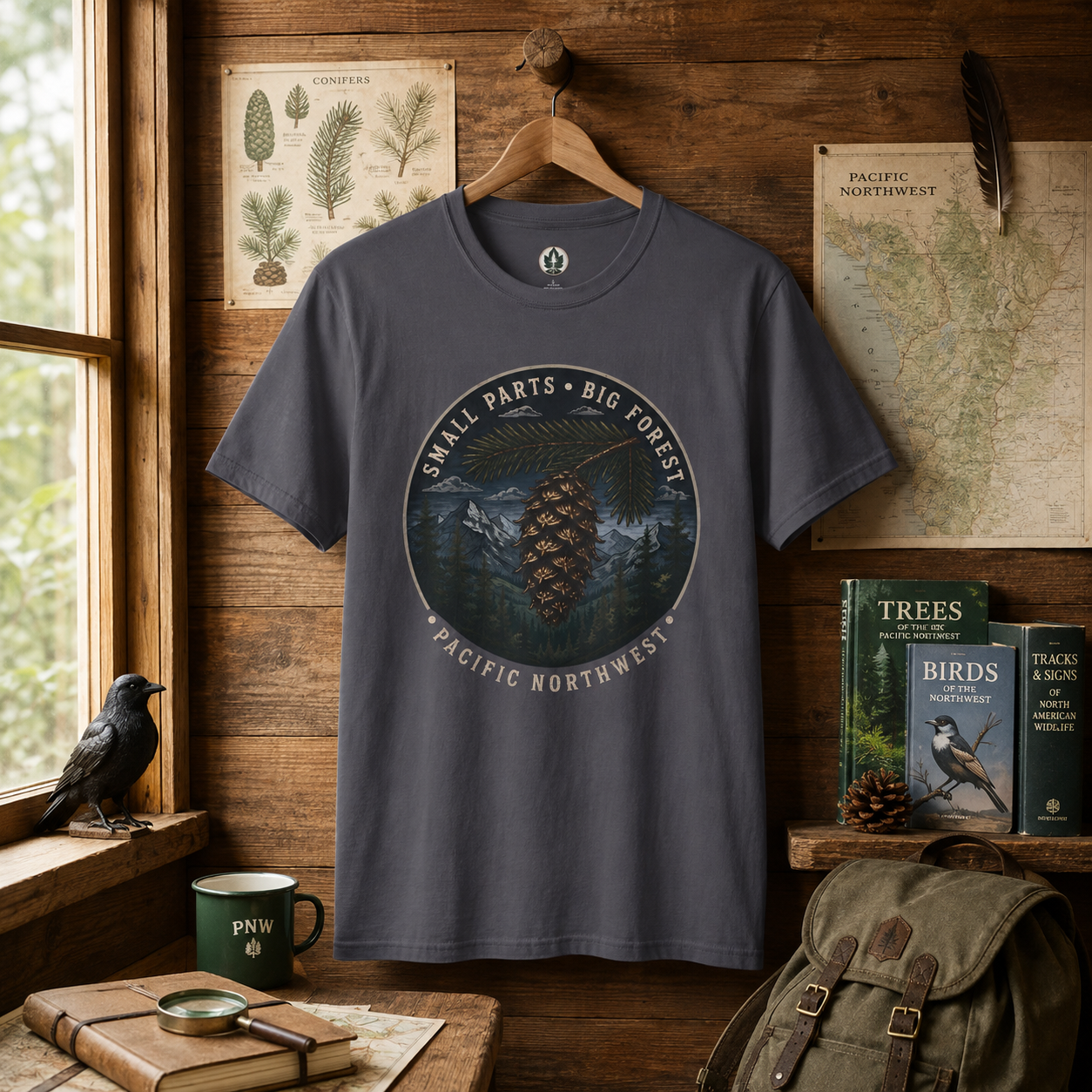 Pacific Northwest Tree T‑Shirt — “Small Parts - Big Forest” Tee