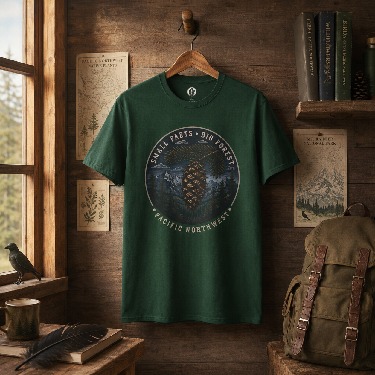 Pacific Northwest Tree T‑Shirt — “Small Parts - Big Forest” Tee