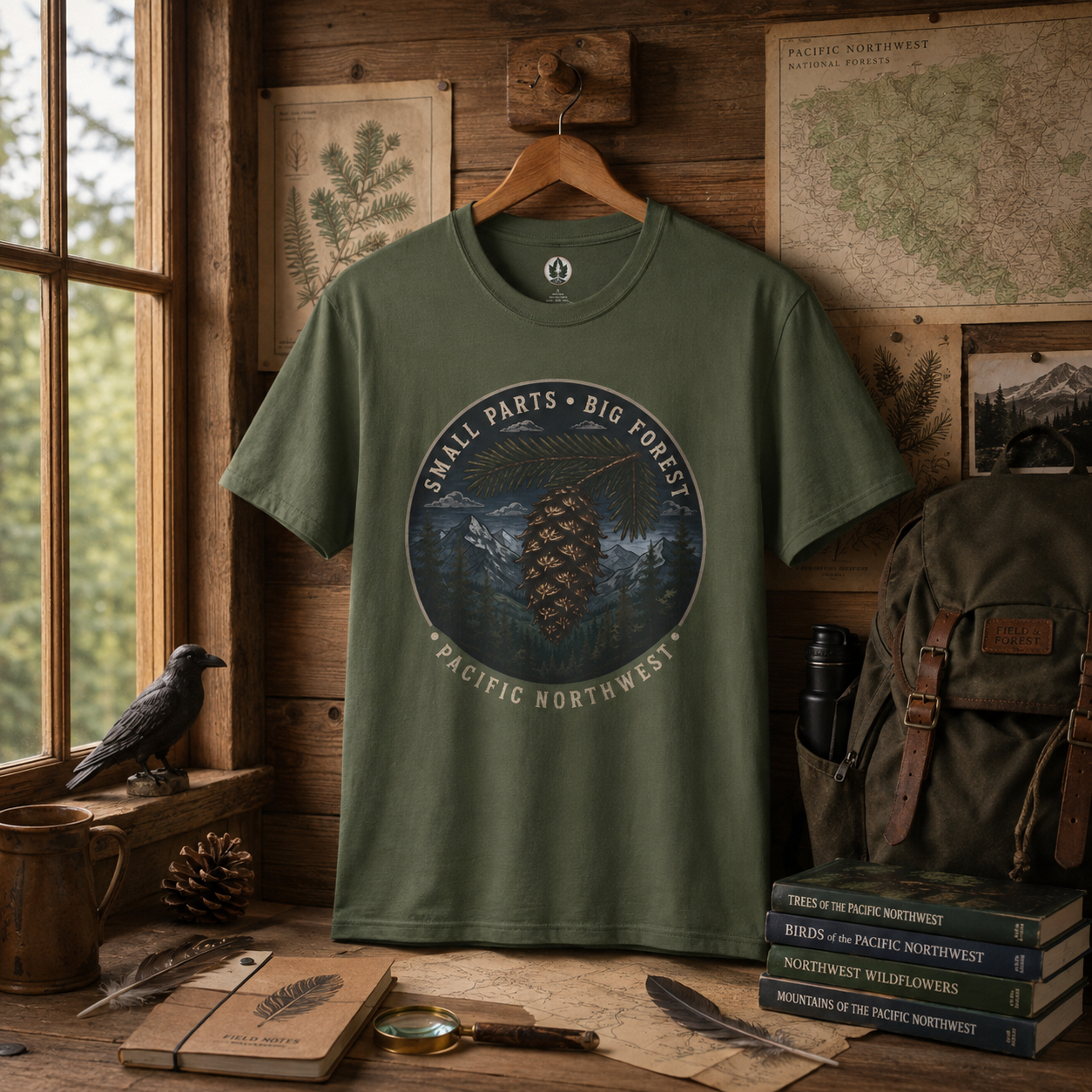 Pacific Northwest Tree T‑Shirt — “Small Parts - Big Forest” Tee