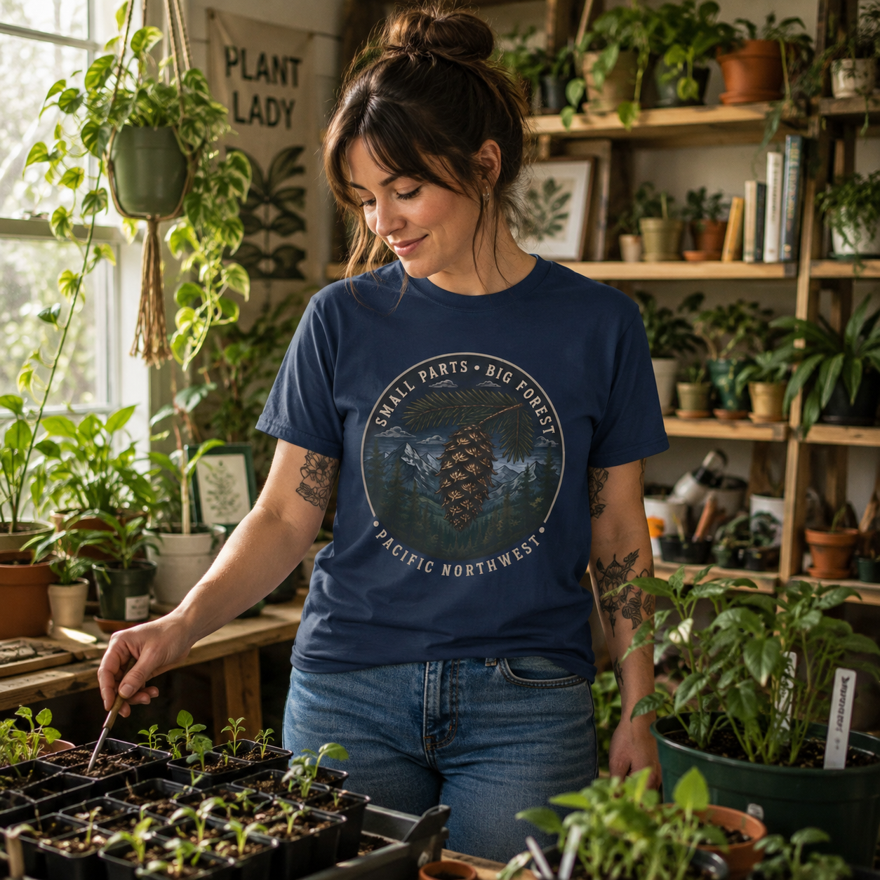 Pacific Northwest Tree T‑Shirt — “Small Parts - Big Forest” Tee