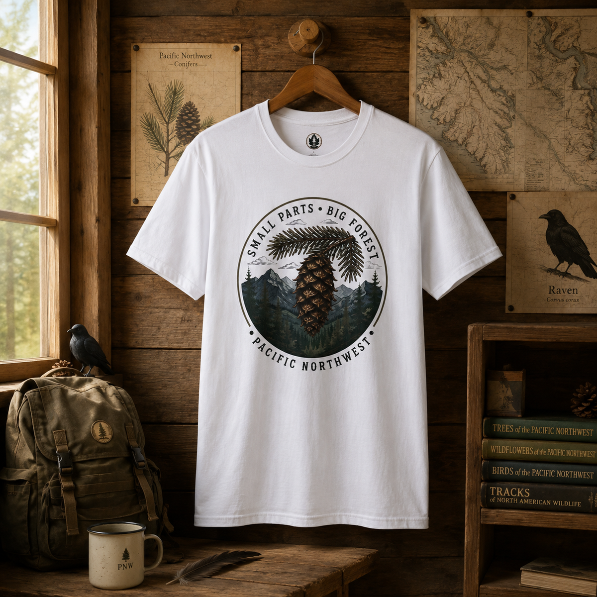 Pacific Northwest Tree T‑Shirt — “Small Parts - Big Forest” Tee