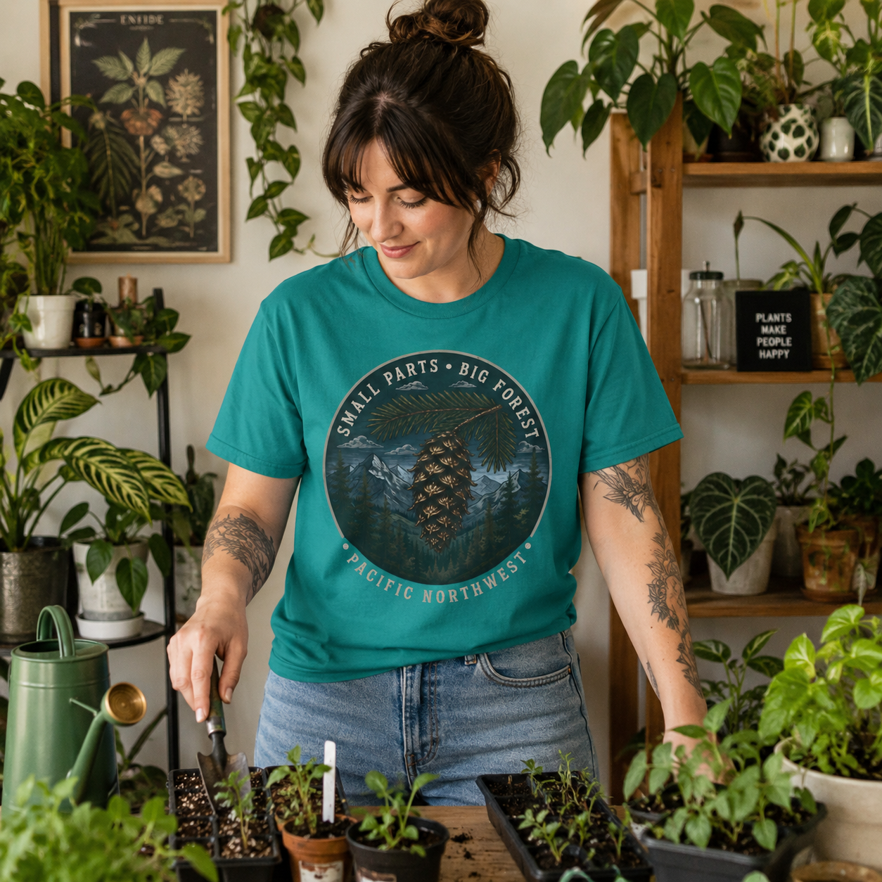 Pacific Northwest Tree T‑Shirt — “Small Parts - Big Forest” Tee
