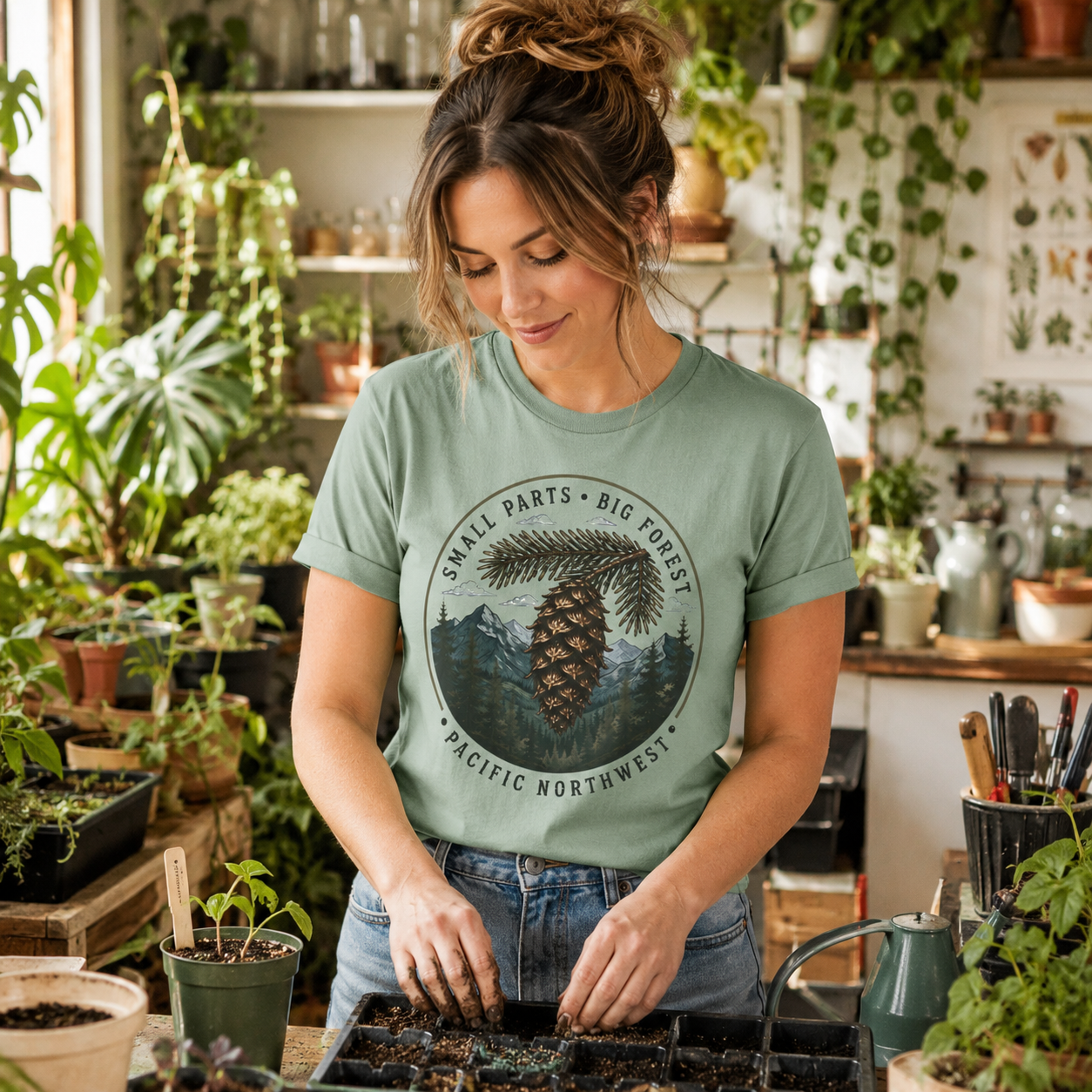 Pacific Northwest Tree T‑Shirt — “Small Parts - Big Forest” Tee