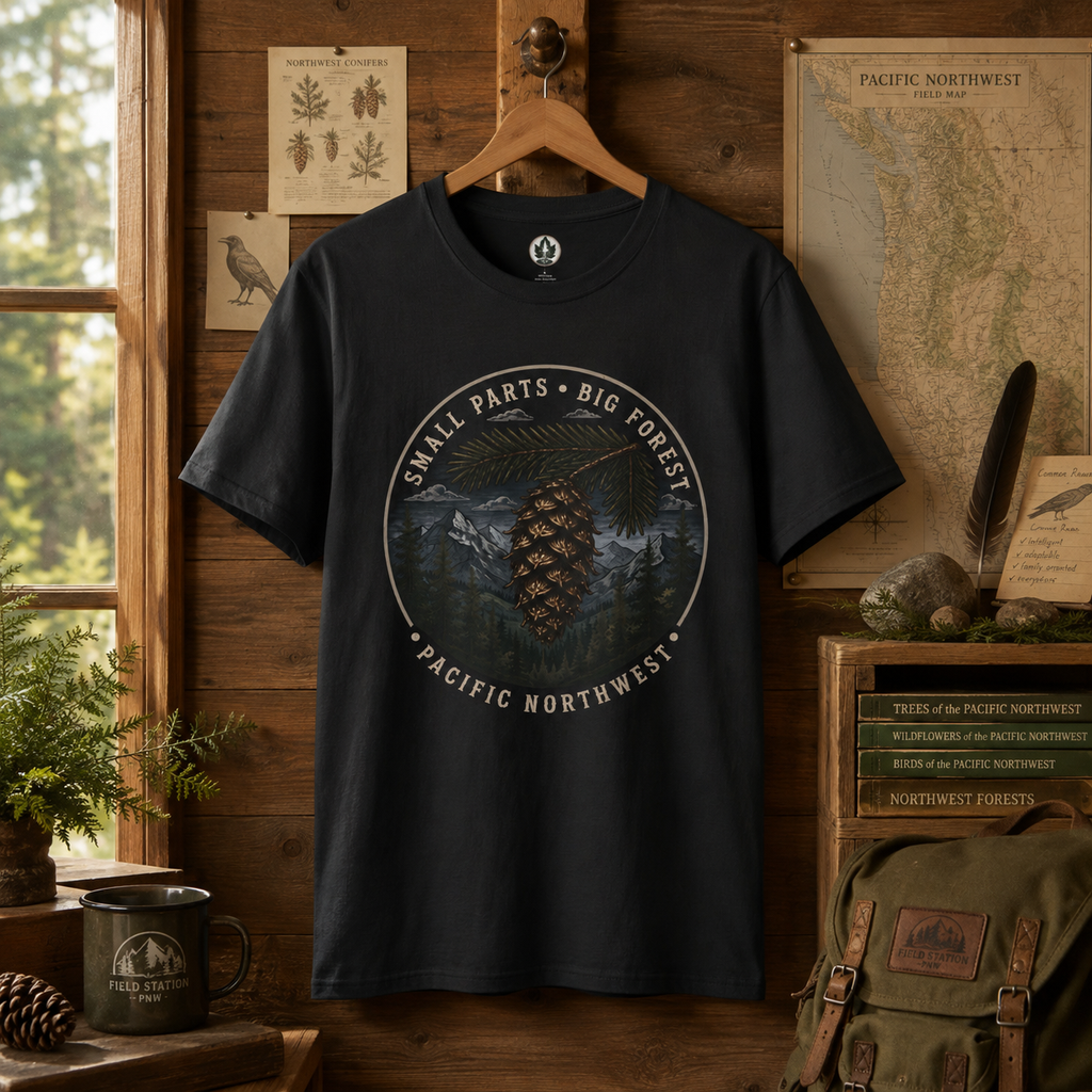 Pacific Northwest Tree T‑Shirt — “Small Parts - Big Forest” Tee
