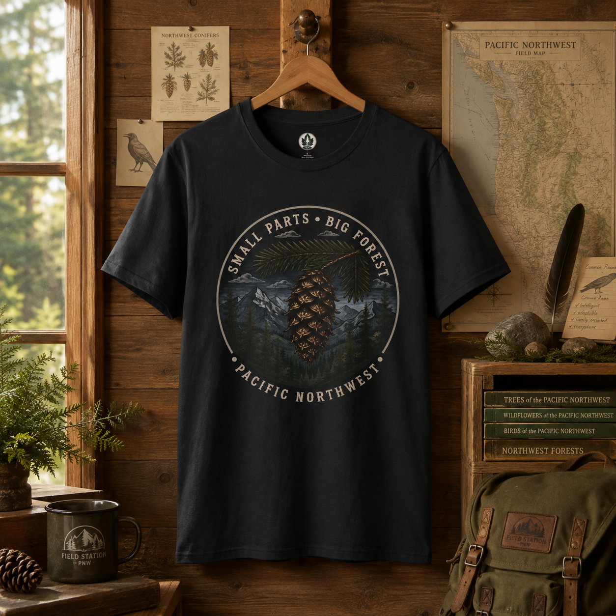 Pacific Northwest Tree T‑Shirt — “Small Parts - Big Forest” Tee