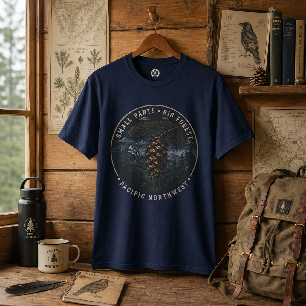 Pacific Northwest Tree T‑Shirt — “Small Parts - Big Forest” Tee