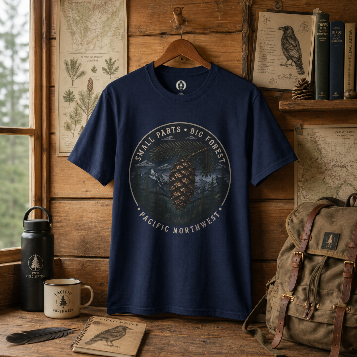 Pacific Northwest Tree T‑Shirt — “Small Parts - Big Forest” Tee