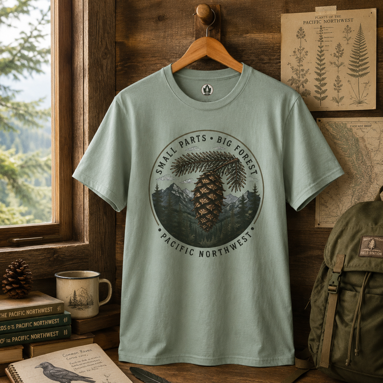 Pacific Northwest Tree T‑Shirt — “Small Parts - Big Forest” Tee