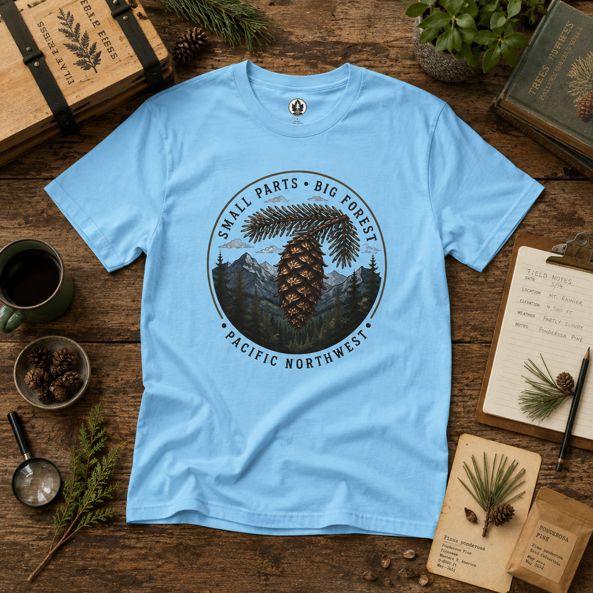 Pacific Northwest Tree T‑Shirt — “Small Parts - Big Forest” Tee