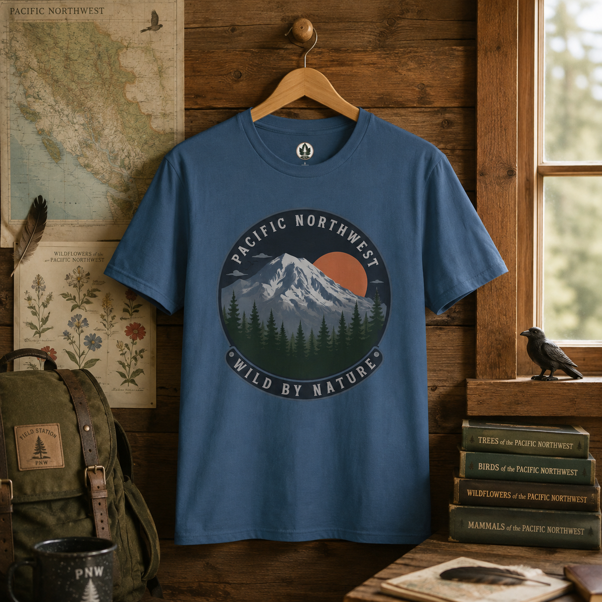 Pacific Northwest Mountain T‑Shirt — “Wild by Nature” Tee