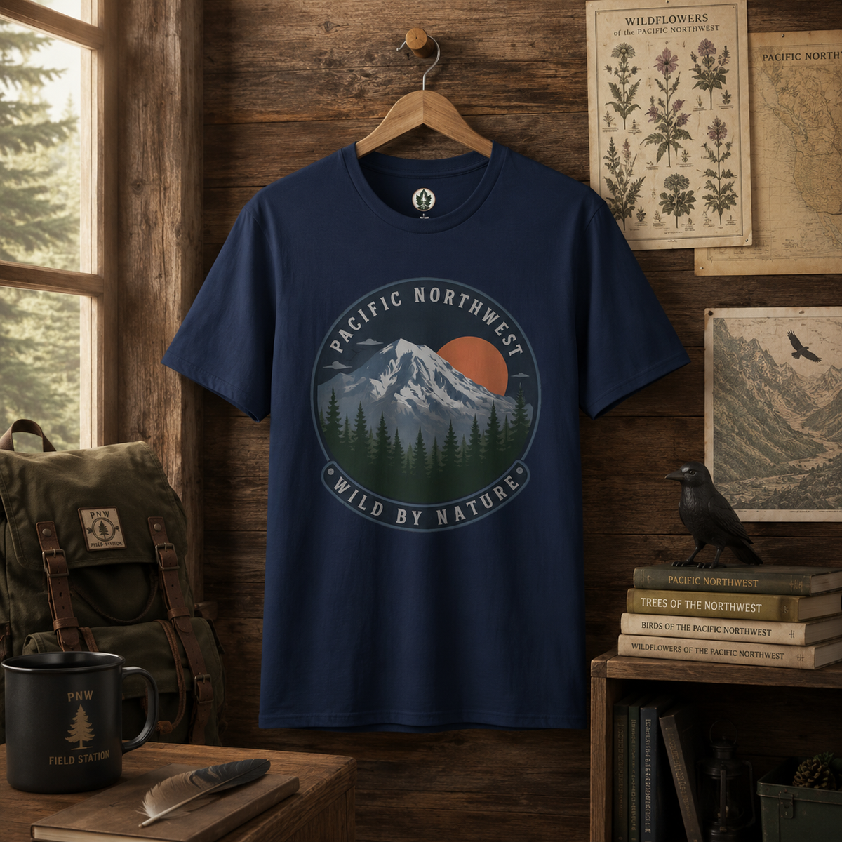 Pacific Northwest Mountain T‑Shirt — “Wild by Nature” Tee