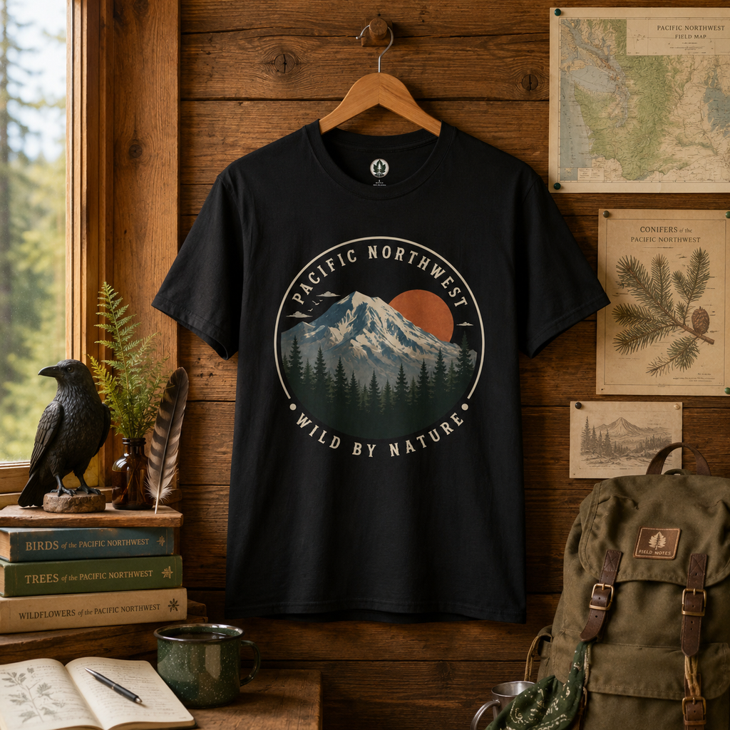 Pacific Northwest Mountain T‑Shirt — “Wild by Nature” Tee