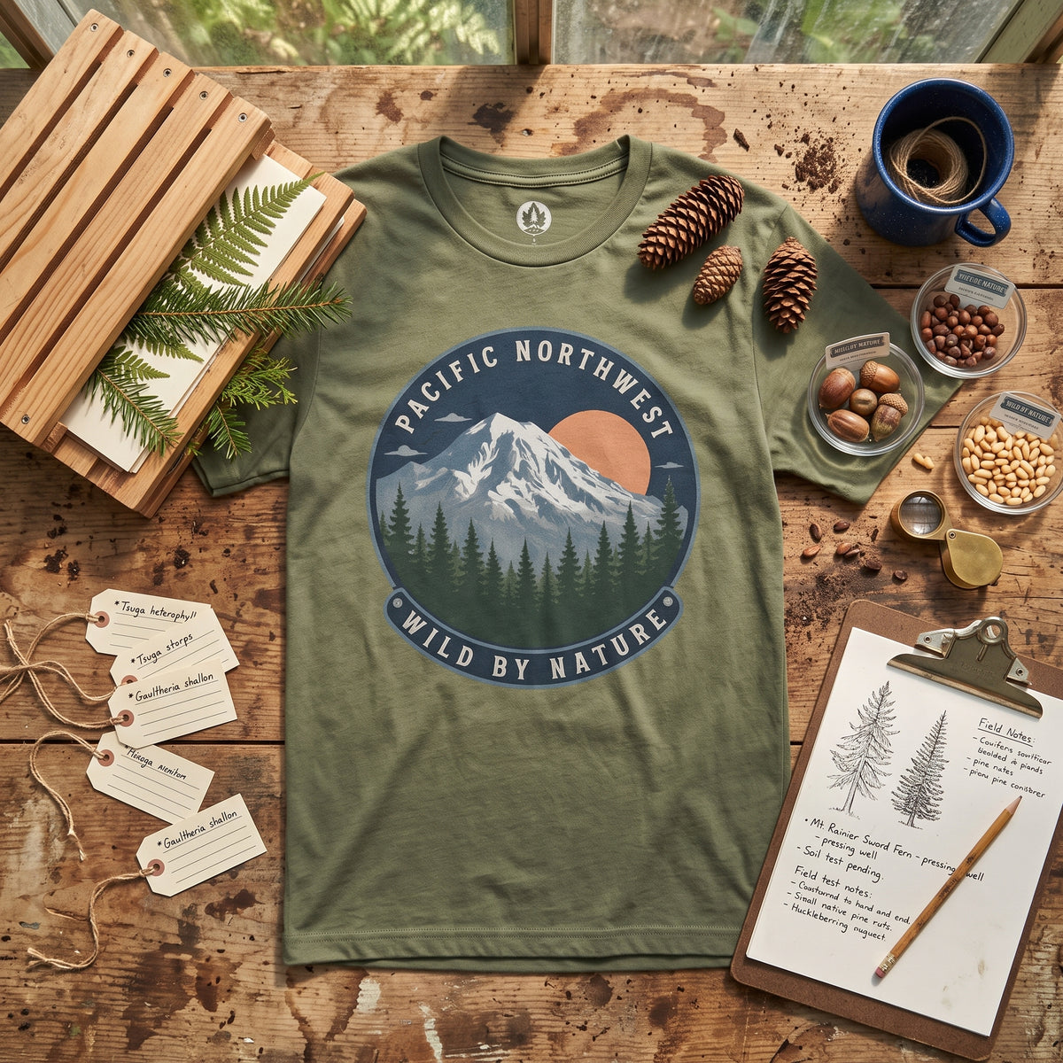 Pacific Northwest Mountain T‑Shirt — “Wild by Nature” Tee