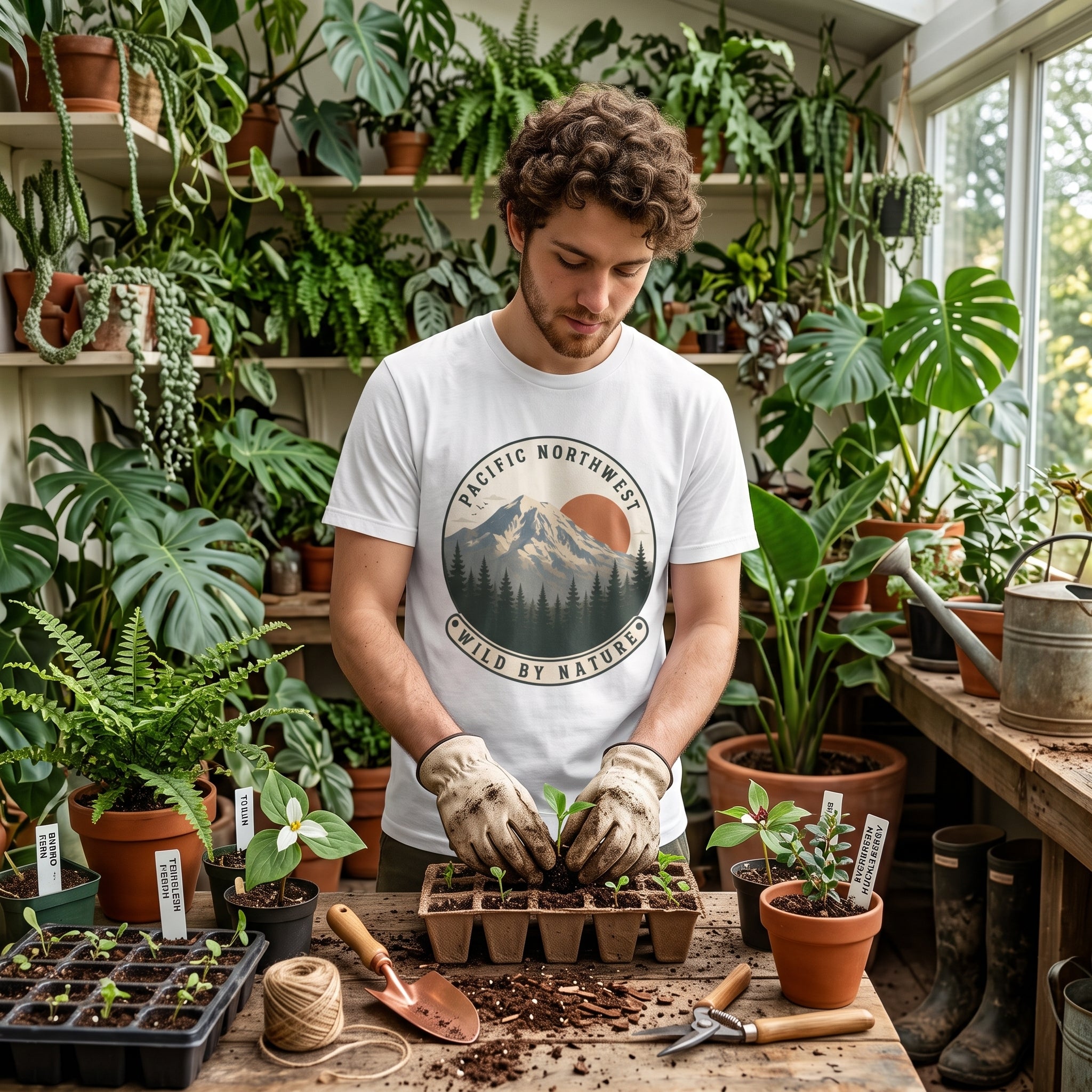 Pacific Northwest Mountain T‑Shirt — “Wild by Nature” Tee
