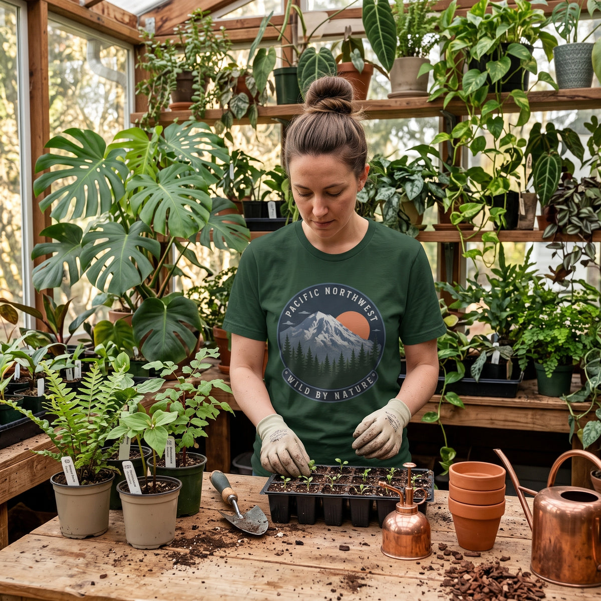 Pacific Northwest Mountain T‑Shirt — “Wild by Nature” Tee