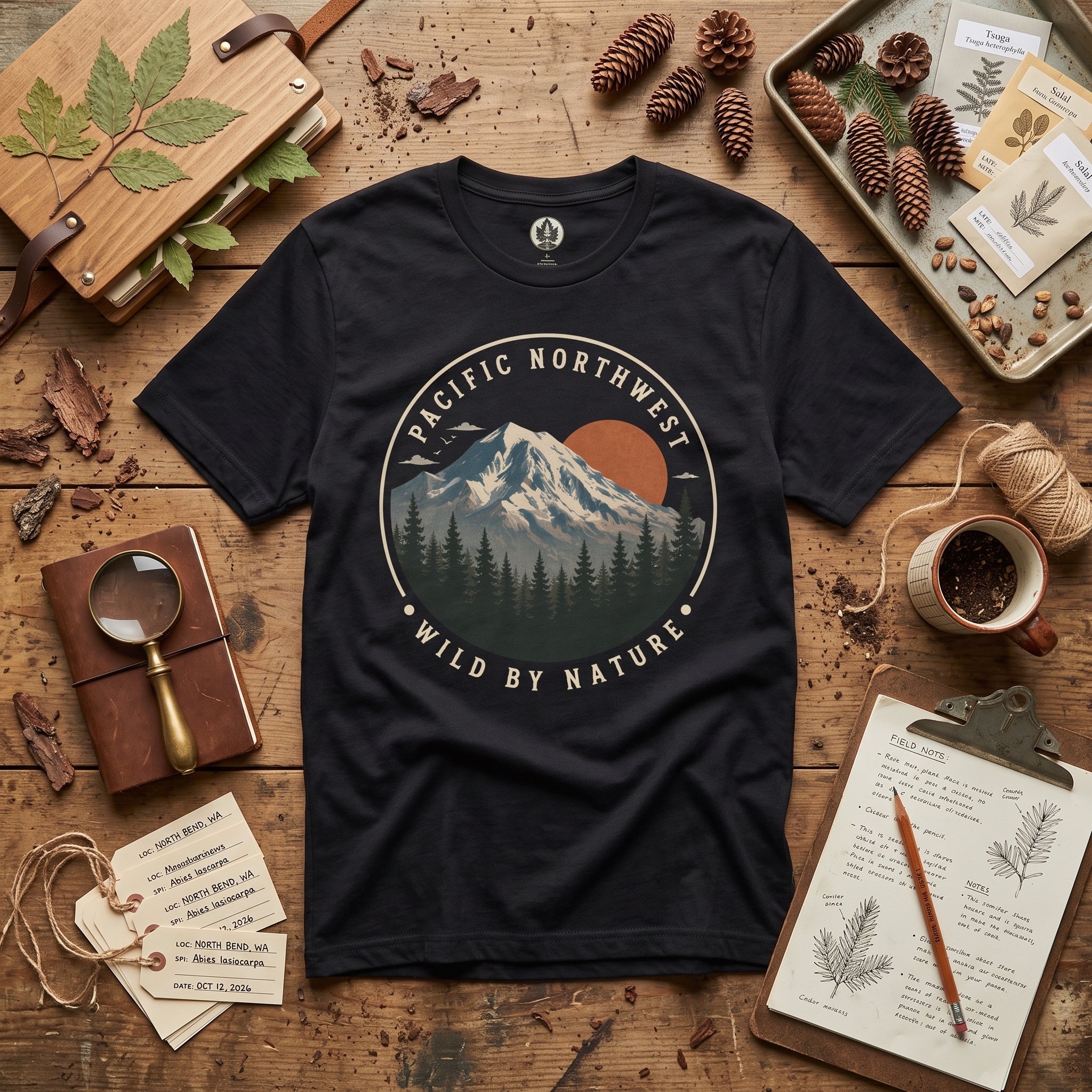Pacific Northwest Mountain T‑Shirt — “Wild by Nature” Tee