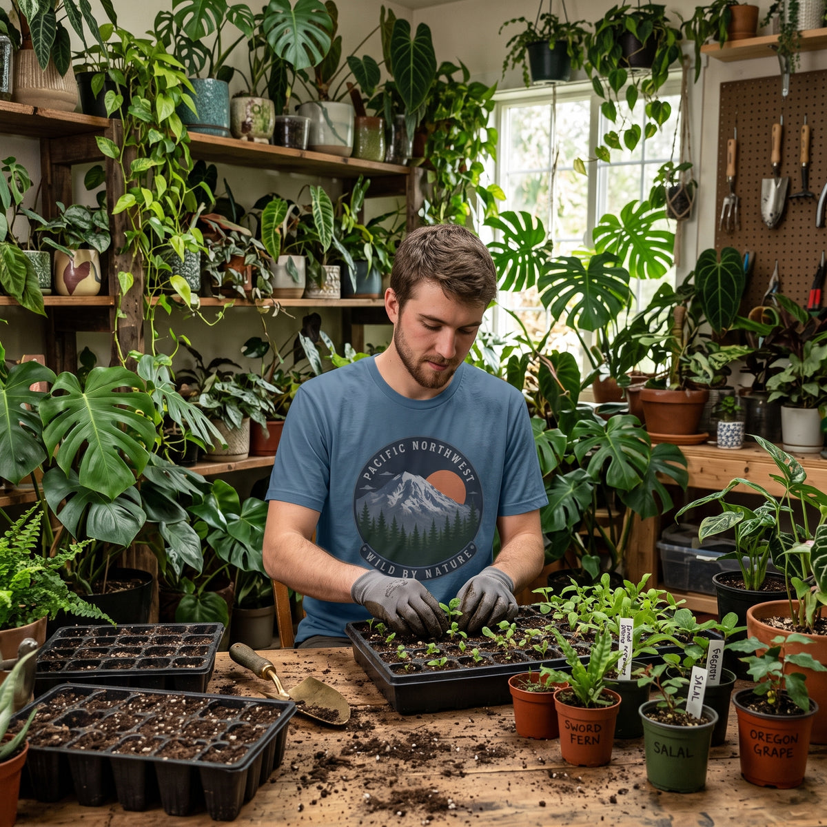 Pacific Northwest Mountain T‑Shirt — “Wild by Nature” Tee