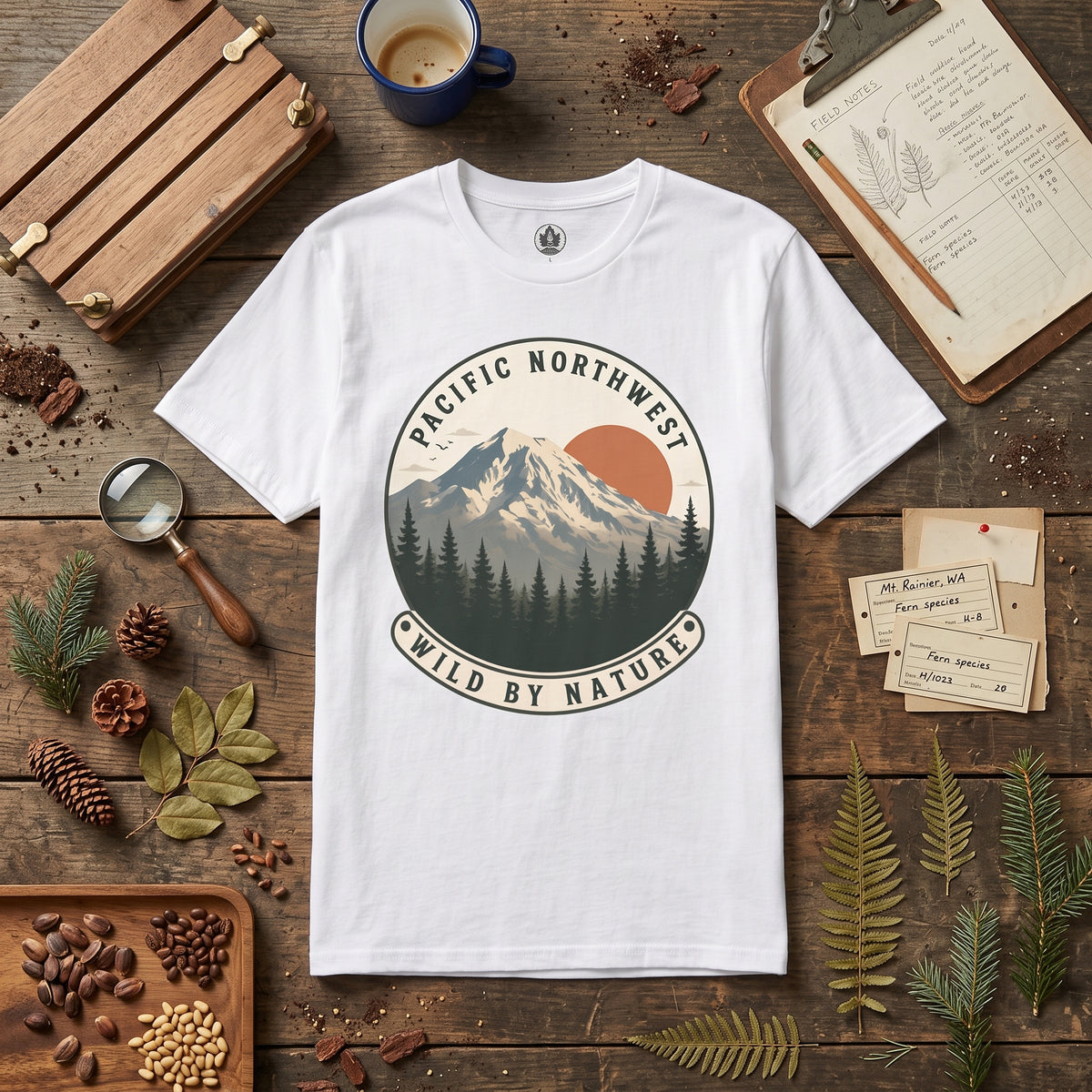 Pacific Northwest Mountain T‑Shirt — “Wild by Nature” Tee