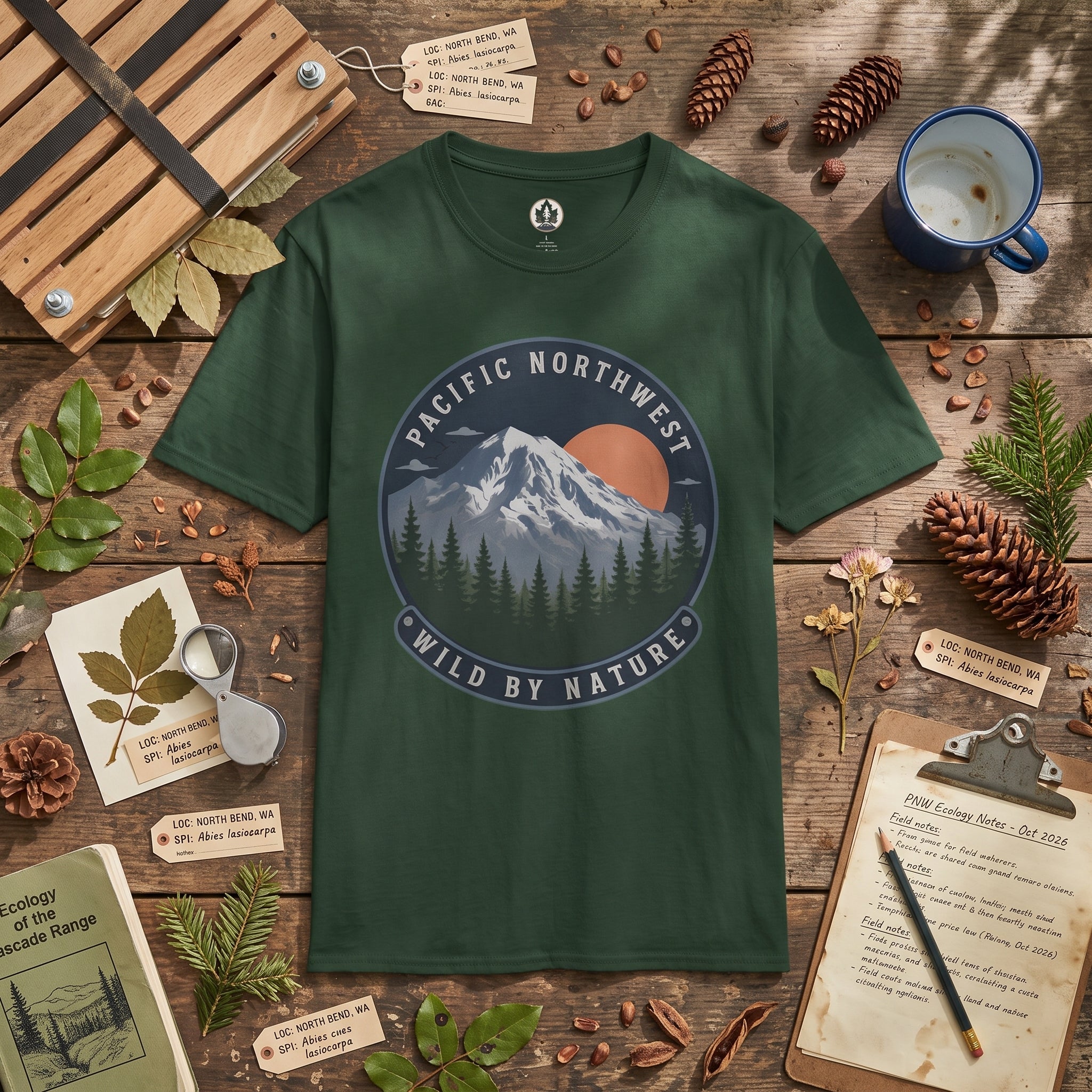 Pacific Northwest Mountain T‑Shirt — “Wild by Nature” Tee