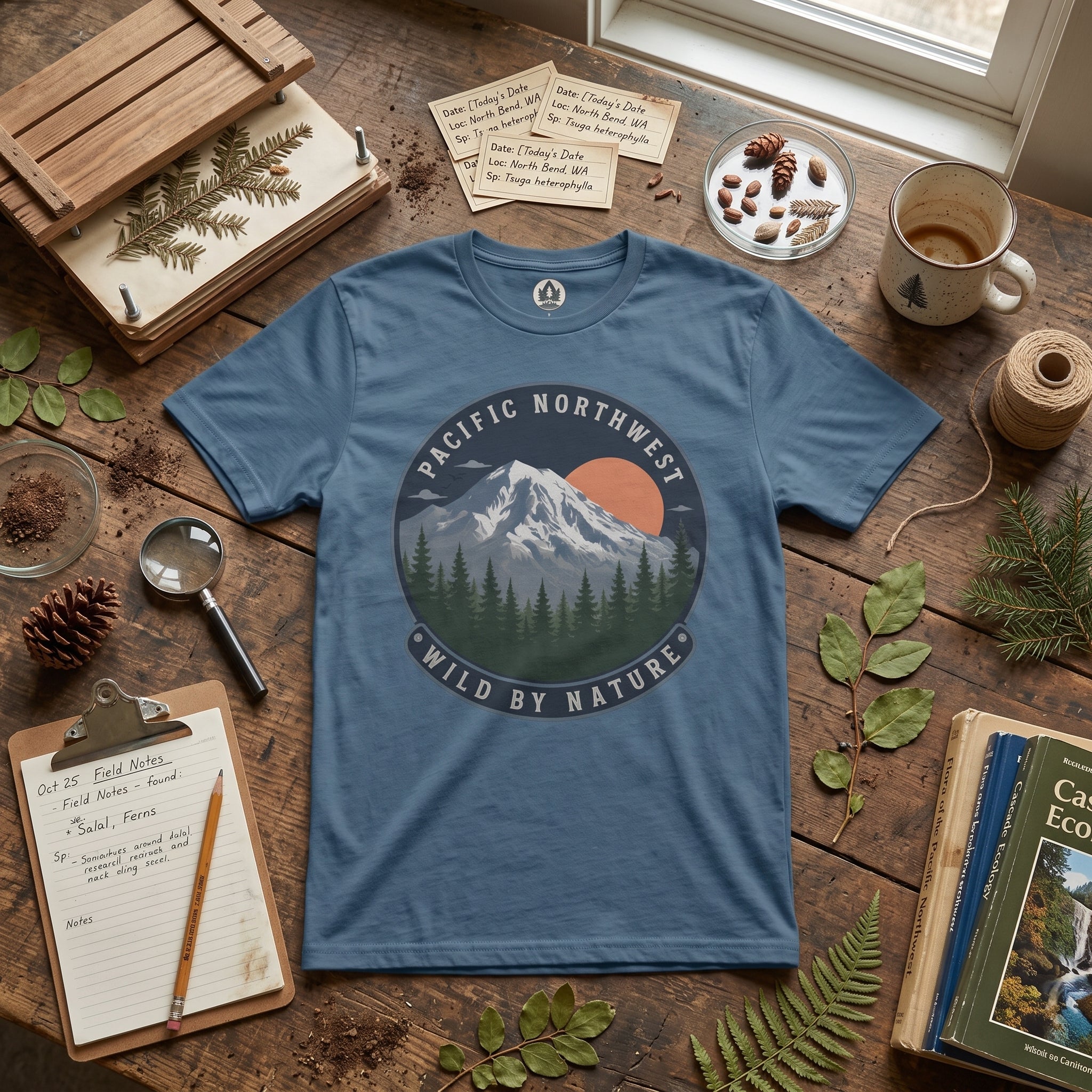 Pacific Northwest Mountain T‑Shirt — “Wild by Nature” Tee