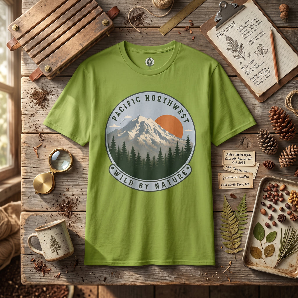 Pacific Northwest Mountain T‑Shirt — “Wild by Nature” Tee