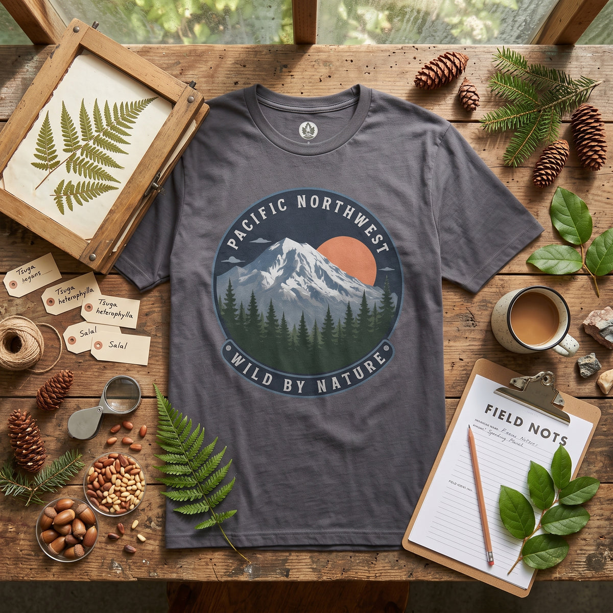 Pacific Northwest Mountain T‑Shirt — “Wild by Nature” Tee