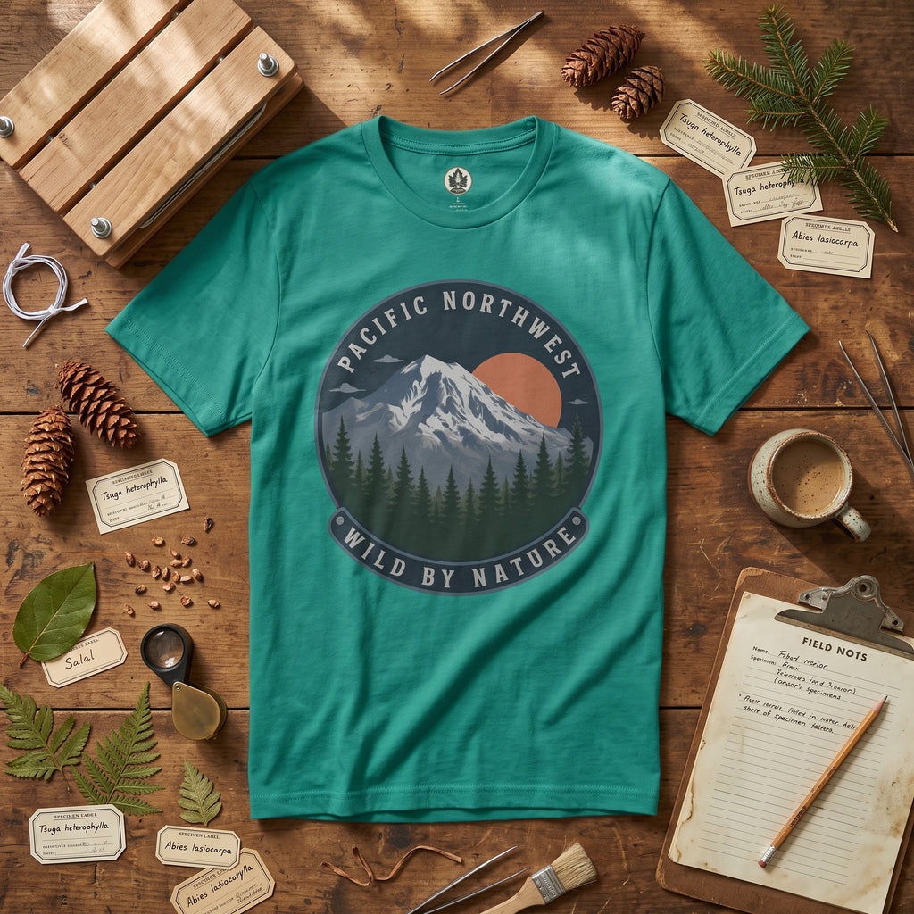 Pacific Northwest Mountain T‑Shirt — “Wild by Nature” Tee