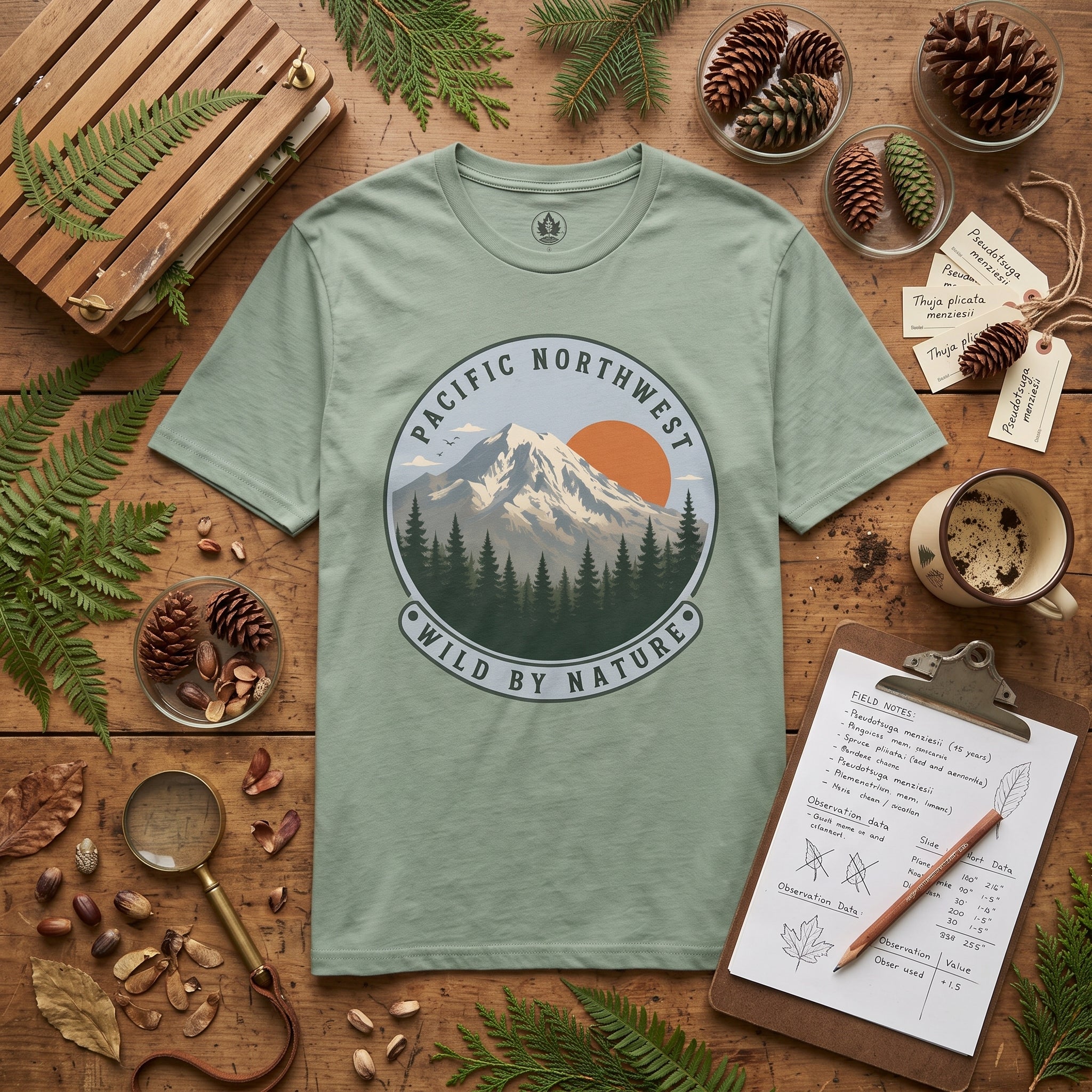 Pacific Northwest Mountain T‑Shirt — “Wild by Nature” Tee