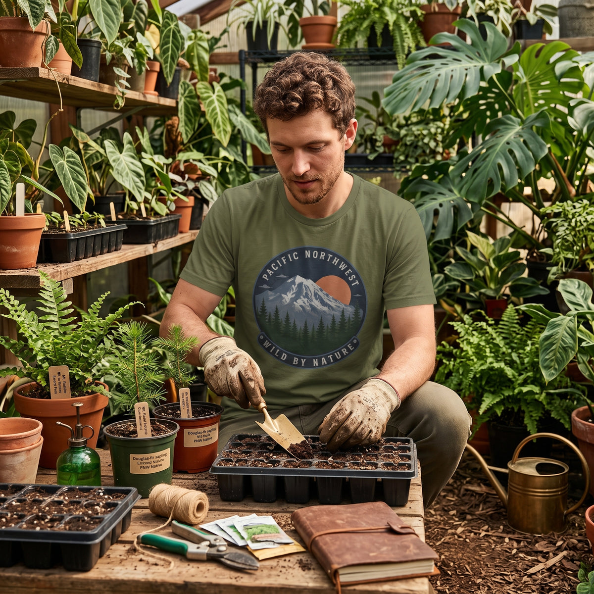 Pacific Northwest Mountain T‑Shirt — “Wild by Nature” Tee